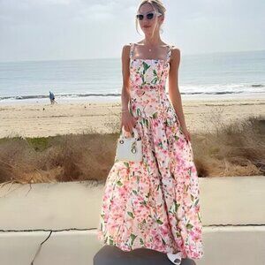 Agua by Agua Bendi  Lima floral print linen long dress